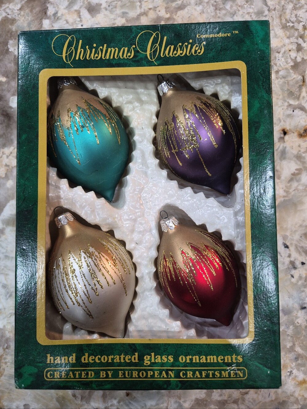 Vintage Shiny Bright European Hand Decorated Glass Ornaments